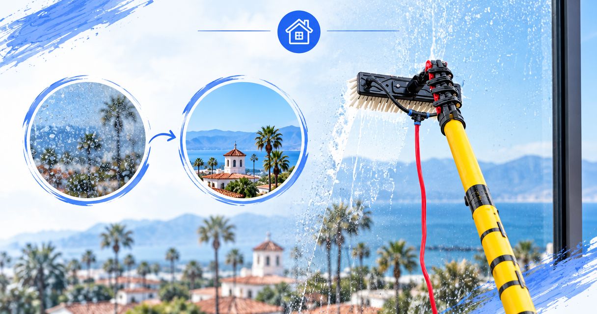 Can window cleaning remove sprinkler spots in Santa Barbara?